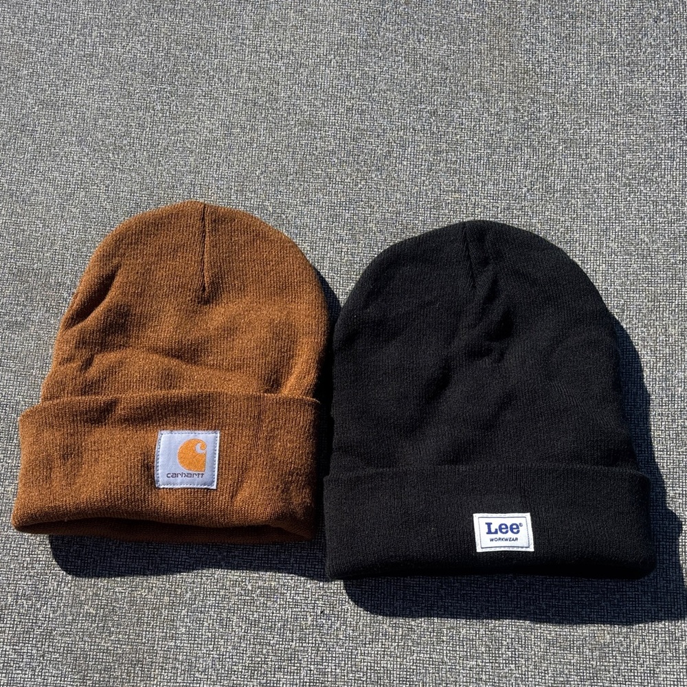 Carhartt and Lee workwear Beanie Set - Brown and Black